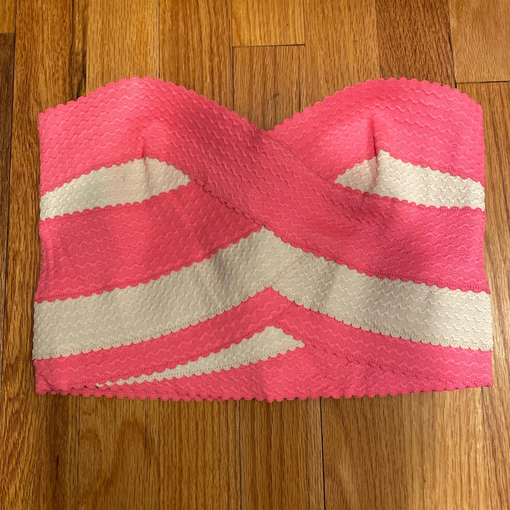 Pink and White Cropped Top